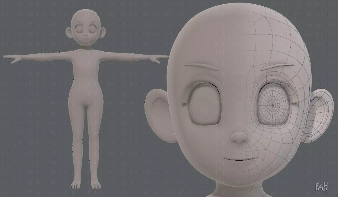 Base mesh girl characterV12 Low-poly 3D model_0