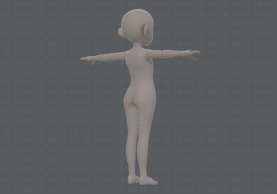 Base mesh girl characterV12 Low-poly 3D model_4