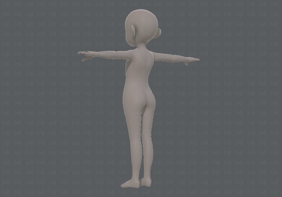 Base mesh girl characterV12 Low-poly 3D model_6