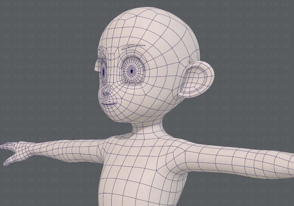 Base mesh girl characterV12 Low-poly 3D model_32