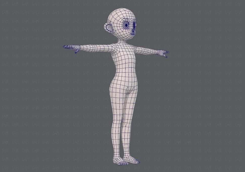 Base mesh girl characterV12 Low-poly 3D model_10