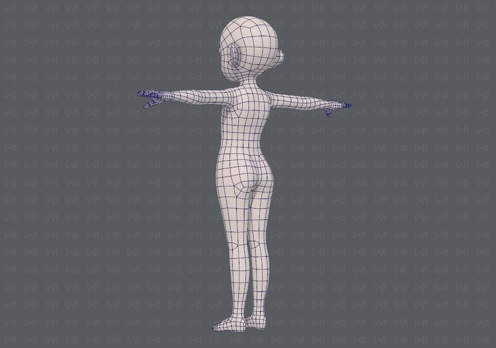 Base mesh girl characterV12 Low-poly 3D model_14