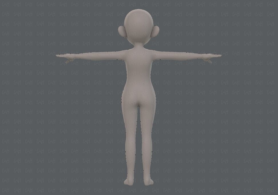 Base mesh girl characterV12 Low-poly 3D model_5