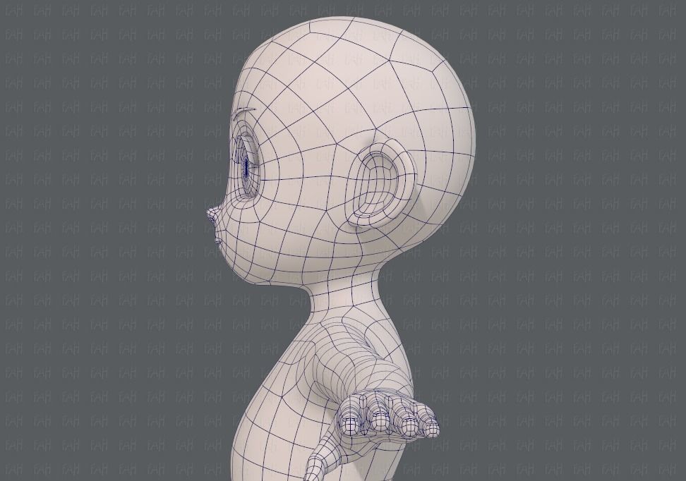 Base mesh girl characterV12 Low-poly 3D model_31