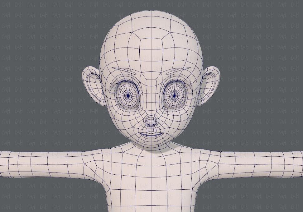 Base mesh girl characterV12 Low-poly 3D model_42