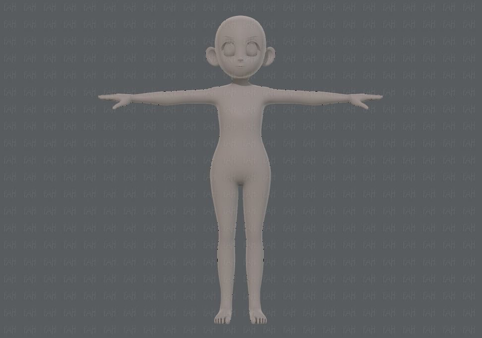 Base mesh girl characterV12 Low-poly 3D model_1