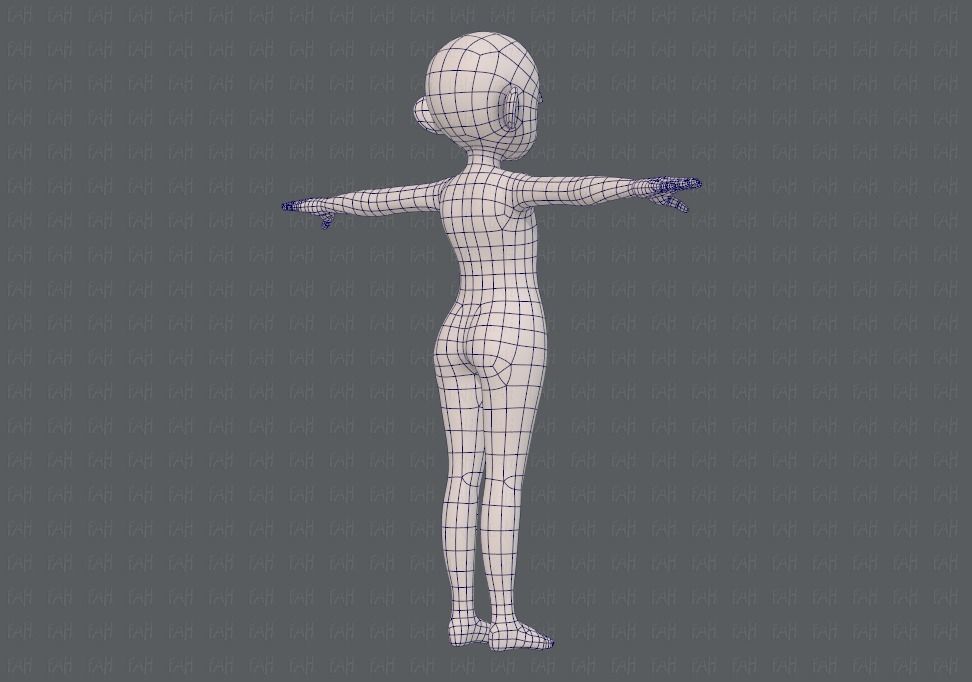 Base mesh girl characterV12 Low-poly 3D model_12