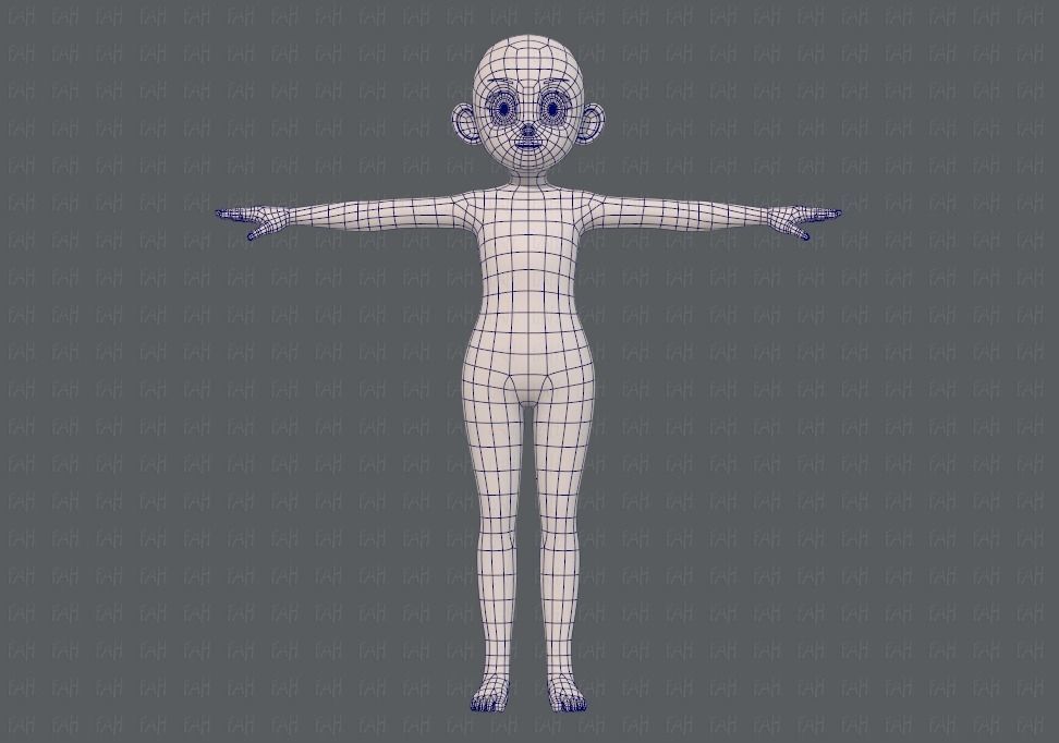 Base mesh girl characterV12 Low-poly 3D model_9