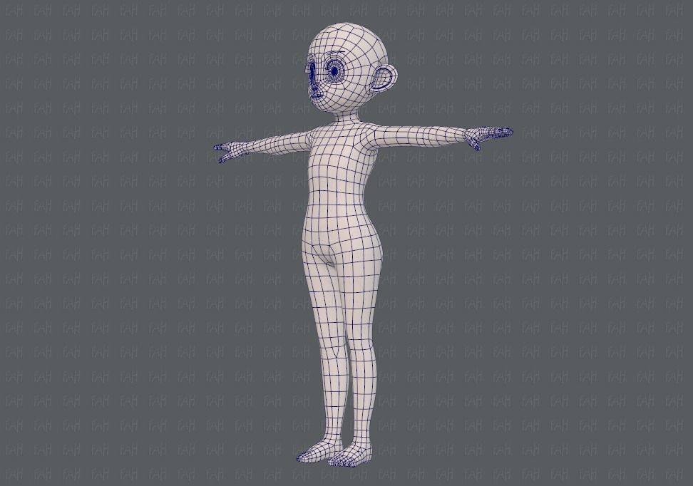 Base mesh girl characterV12 Low-poly 3D model_15