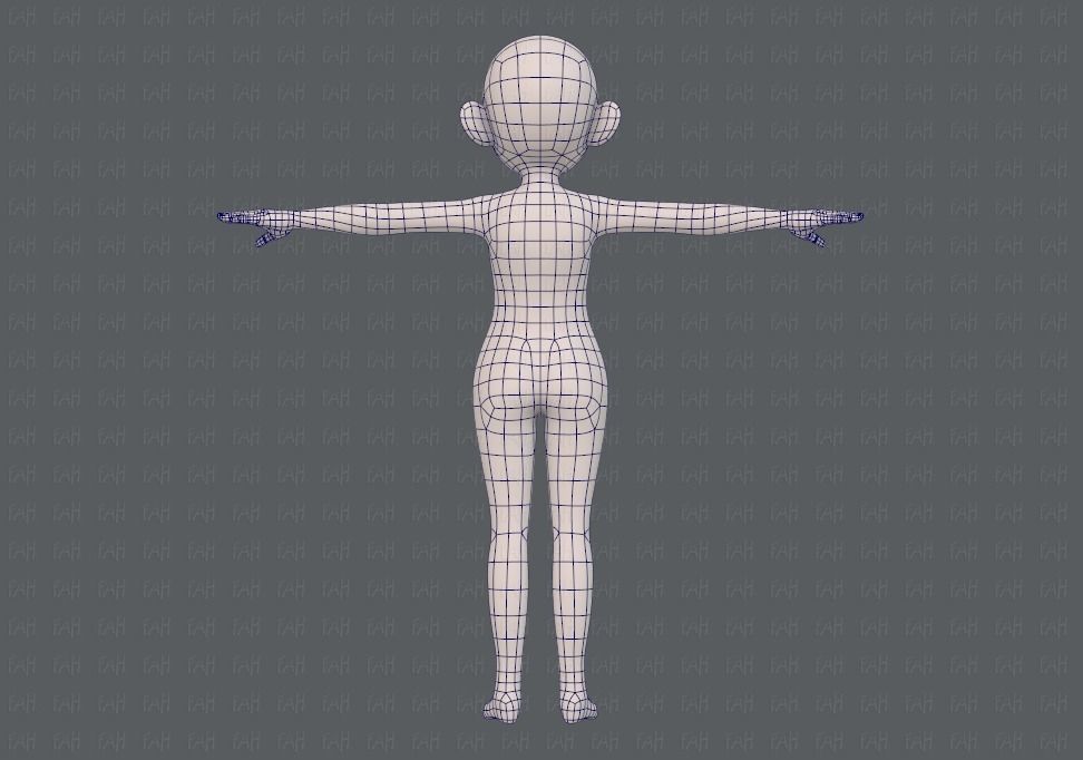 Base mesh girl characterV12 Low-poly 3D model_13