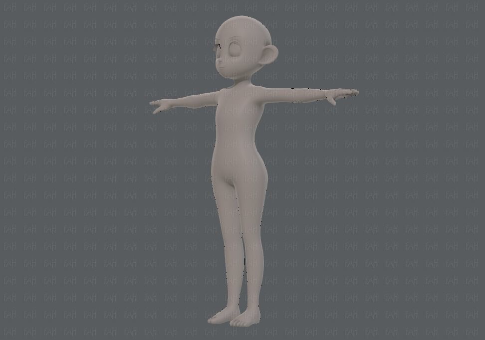 Base mesh girl characterV12 Low-poly 3D model_8