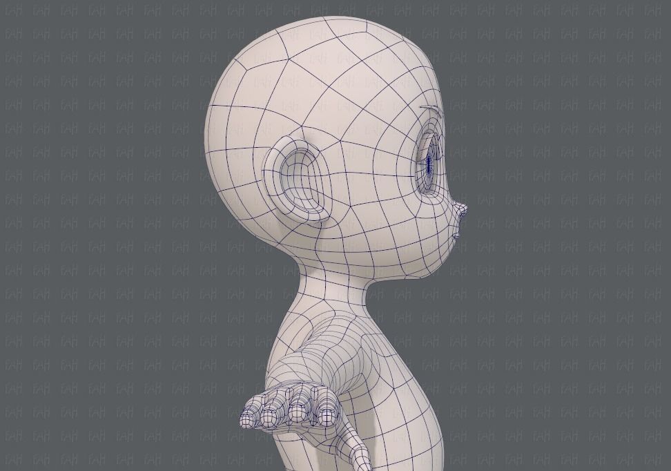 Base mesh girl characterV12 Low-poly 3D model_27