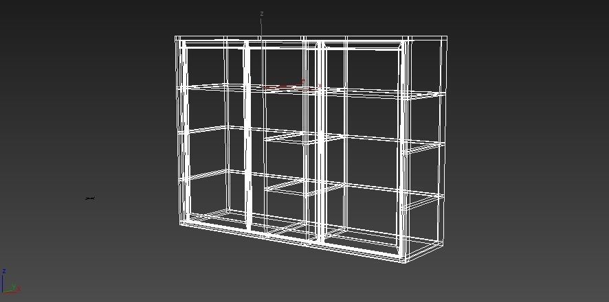 Wardrobe with glass doors and shelves 3D model_4