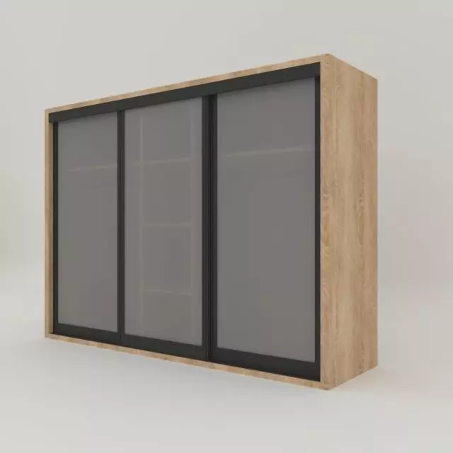 Wardrobe with glass doors and shelves 3D model_0