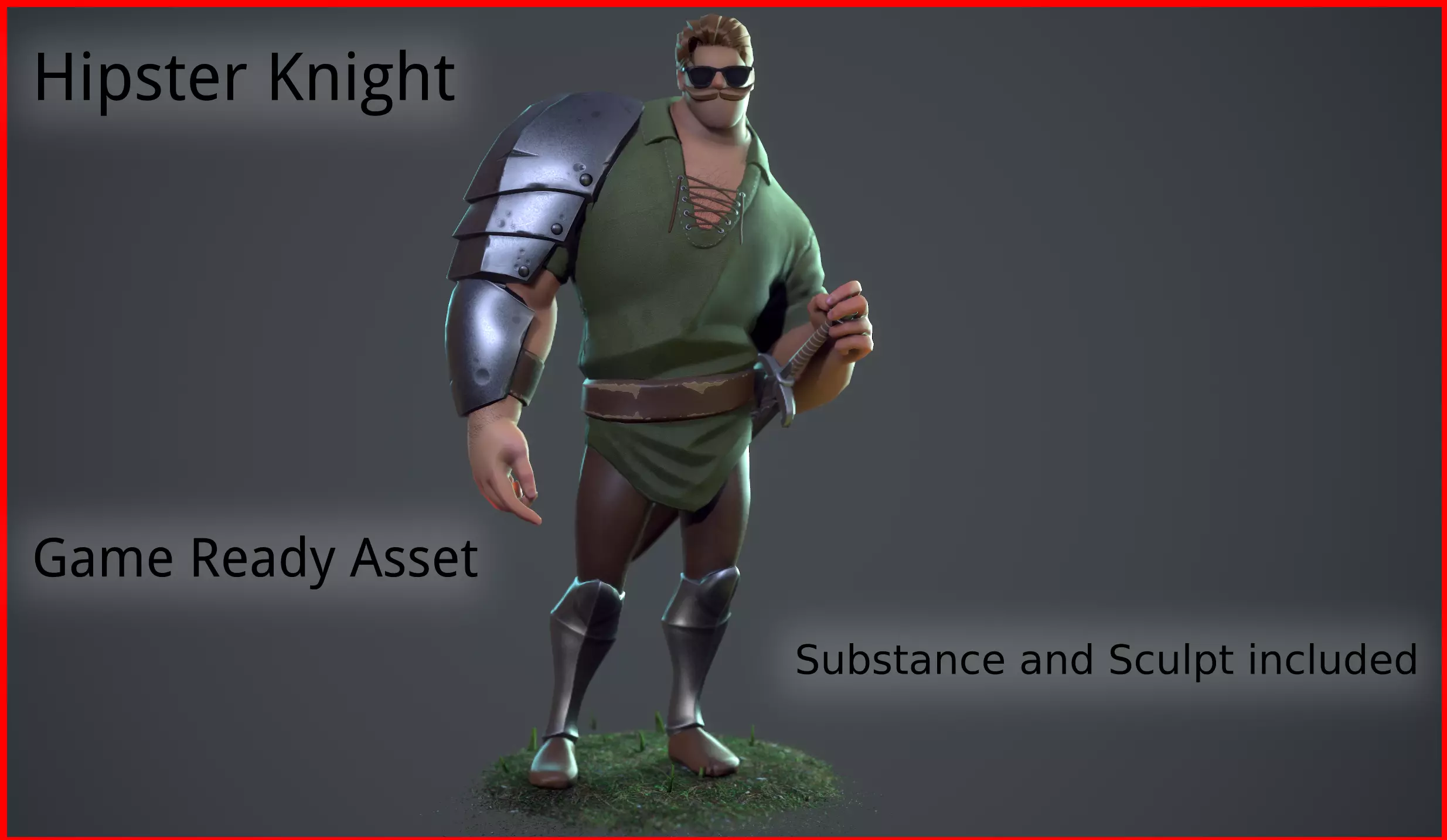 Hipster Knight Low-poly 3D model_0