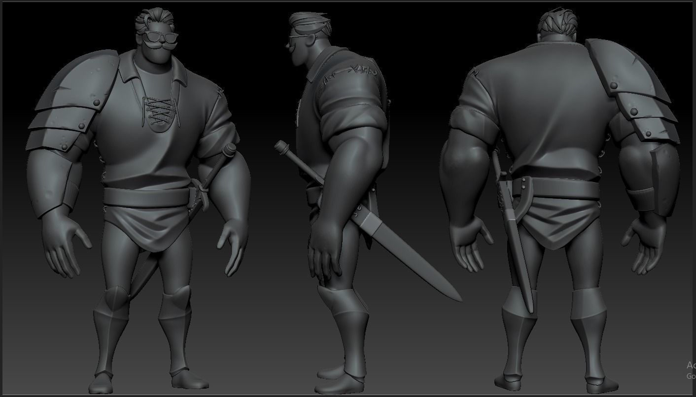 Hipster Knight Low-poly 3D model_4