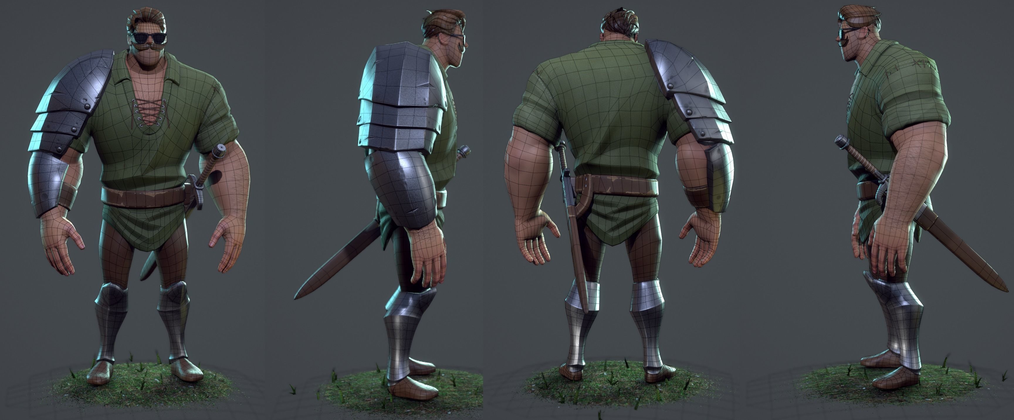 Hipster Knight Low-poly 3D model_3