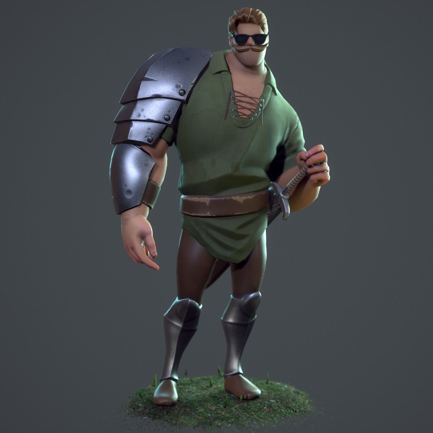 Hipster Knight Low-poly 3D model_1