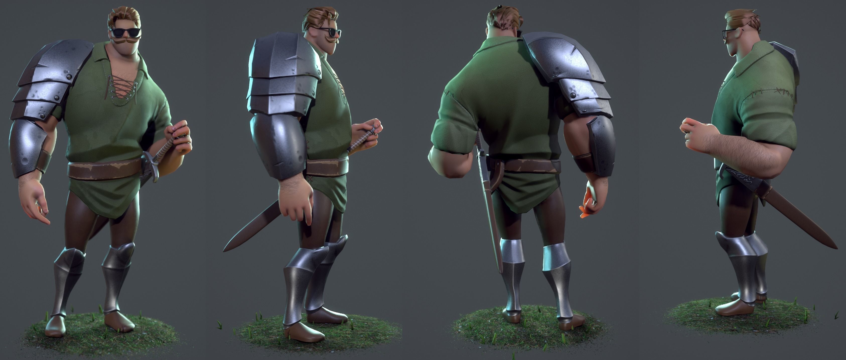Hipster Knight Low-poly 3D model_2