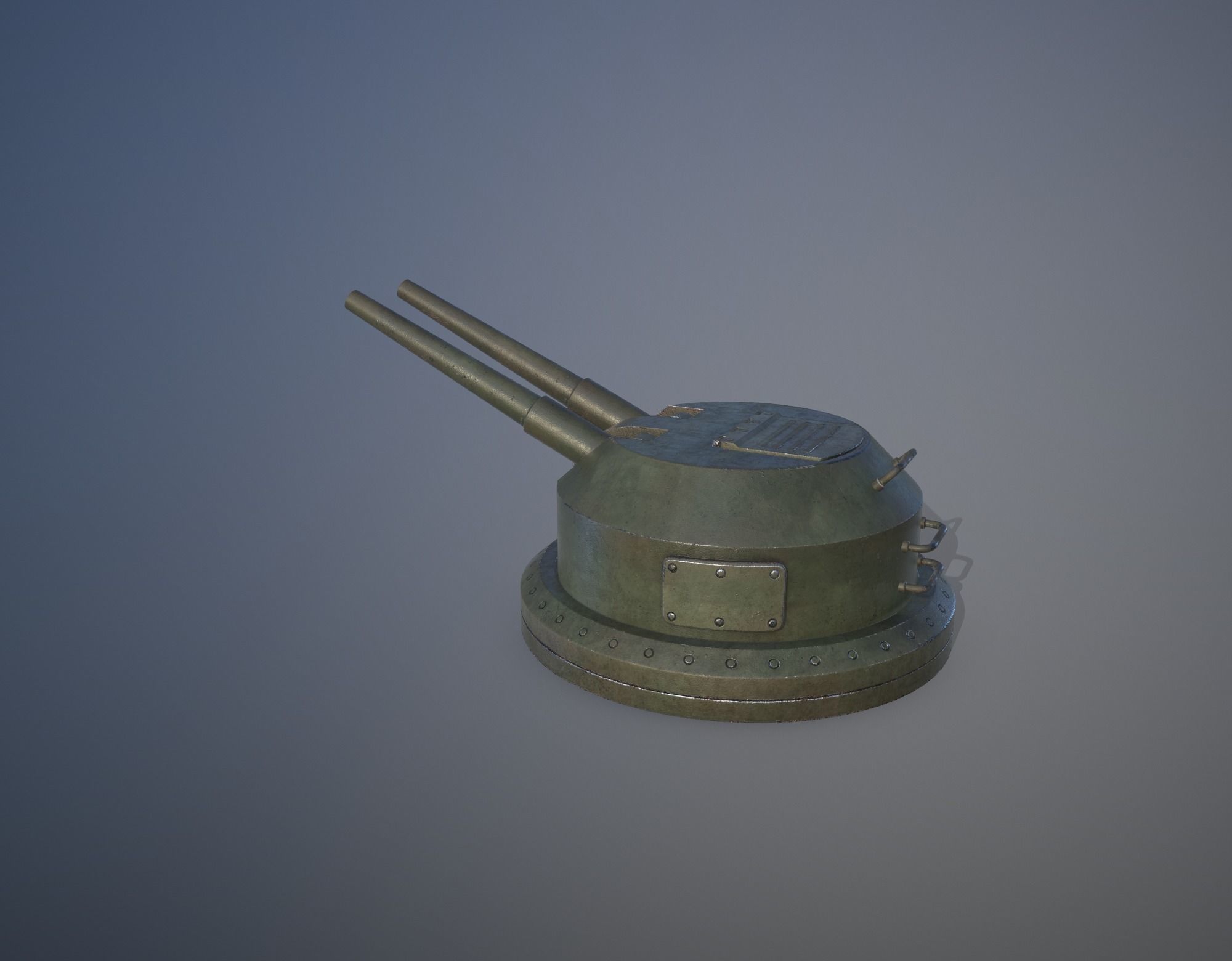 Gun Turret Low-poly 3D model_6