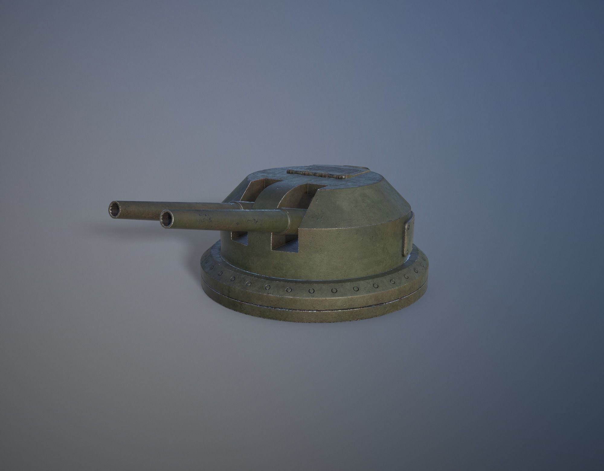 Gun Turret Low-poly 3D model_3