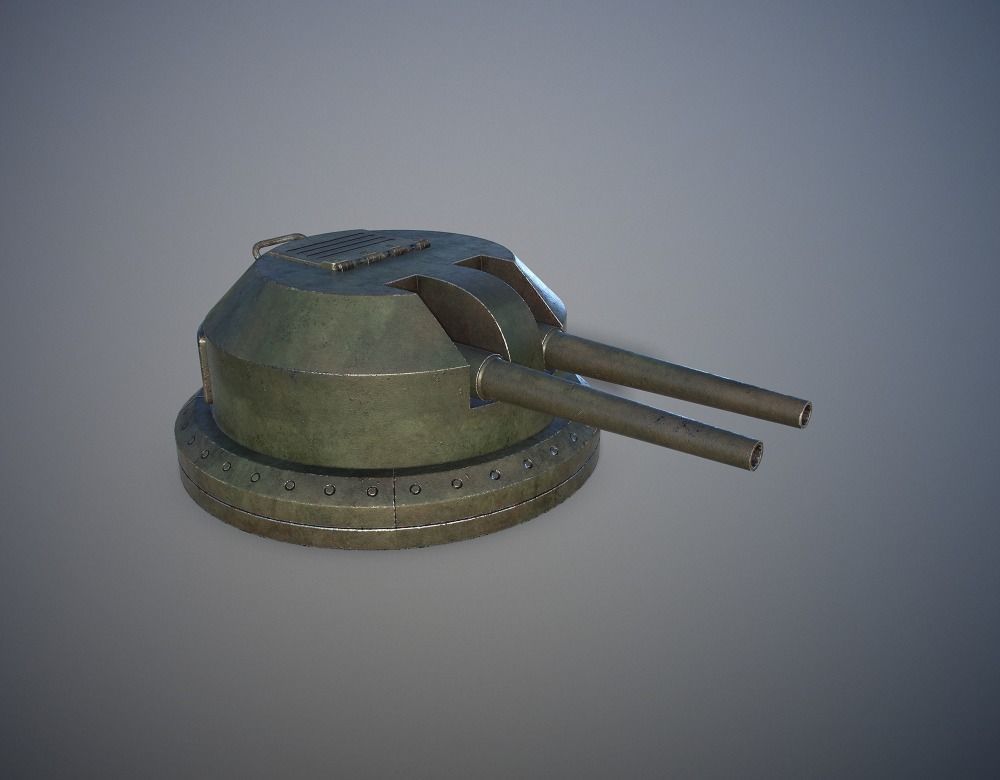 Gun Turret Low-poly 3D model_0