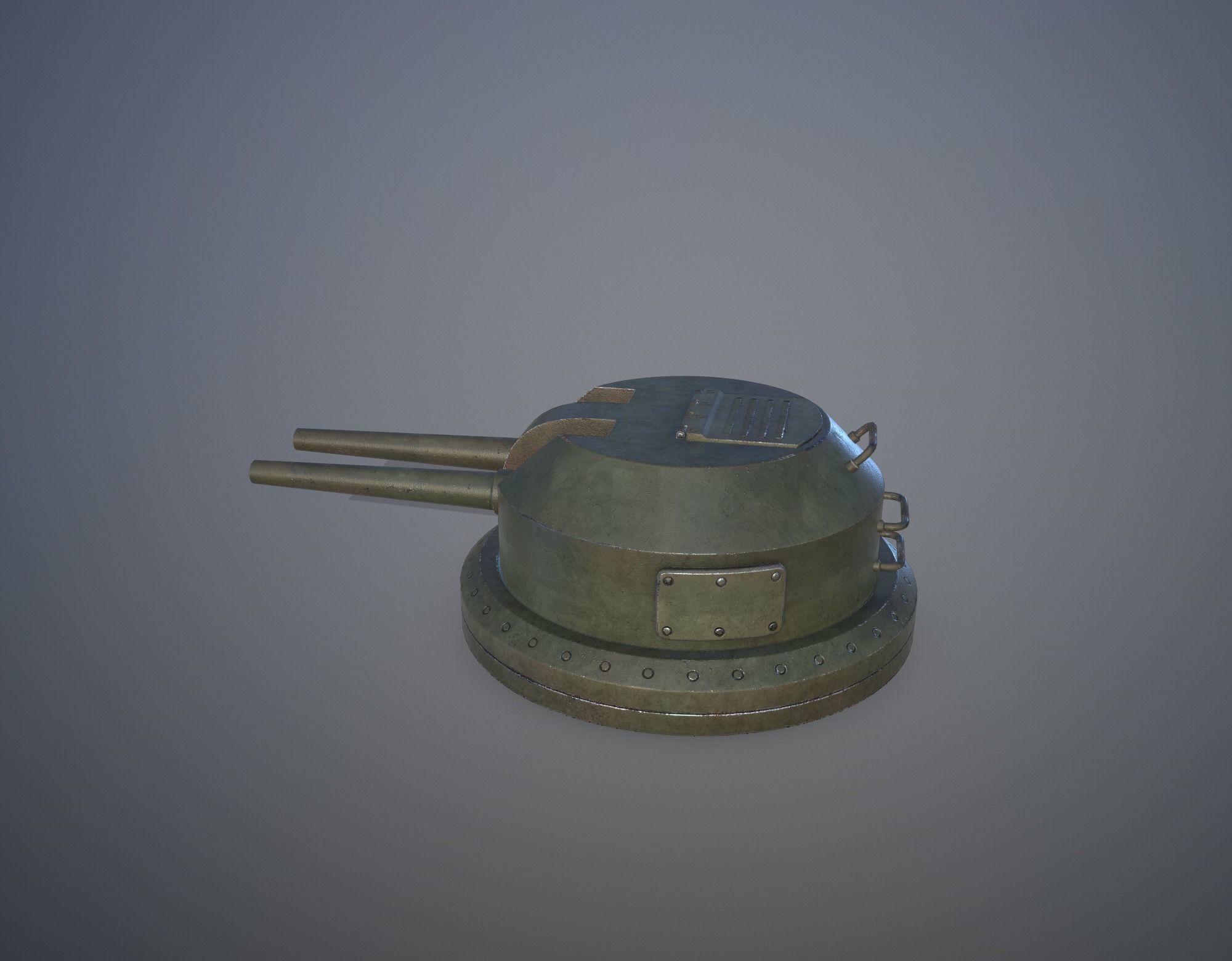 Gun Turret Low-poly 3D model_7