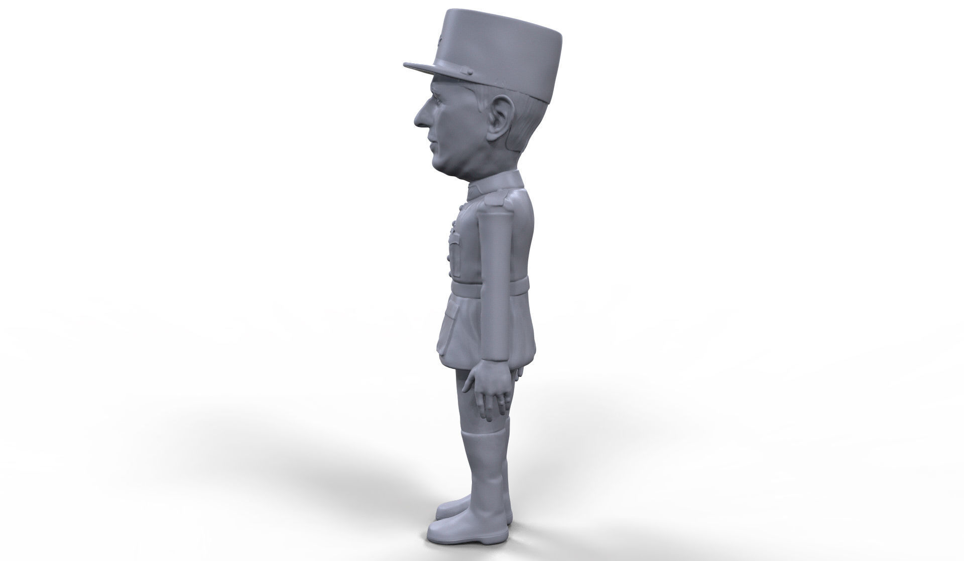 Charles De Gaulle stylized high quality 3D printable miniature 3D print model_4