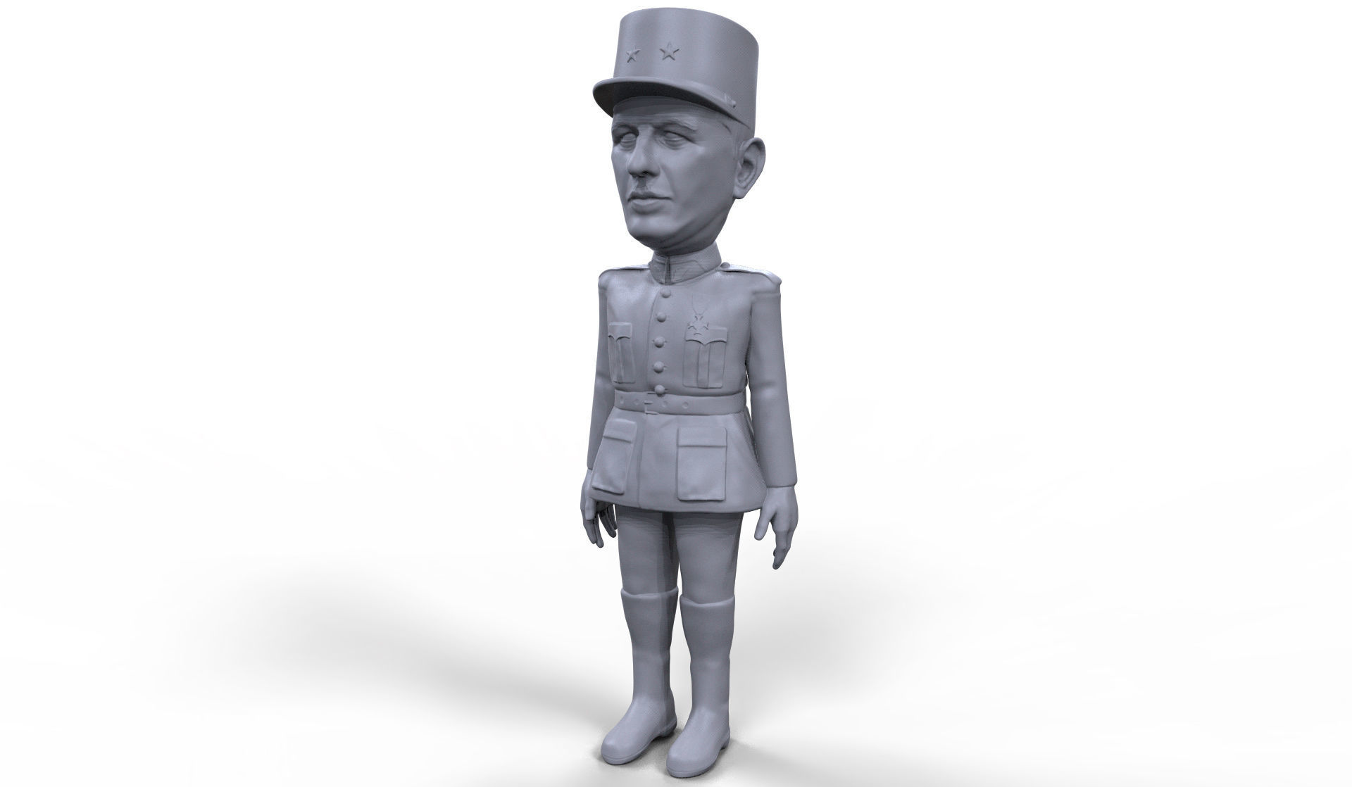 Charles De Gaulle stylized high quality 3D printable miniature 3D print model_9