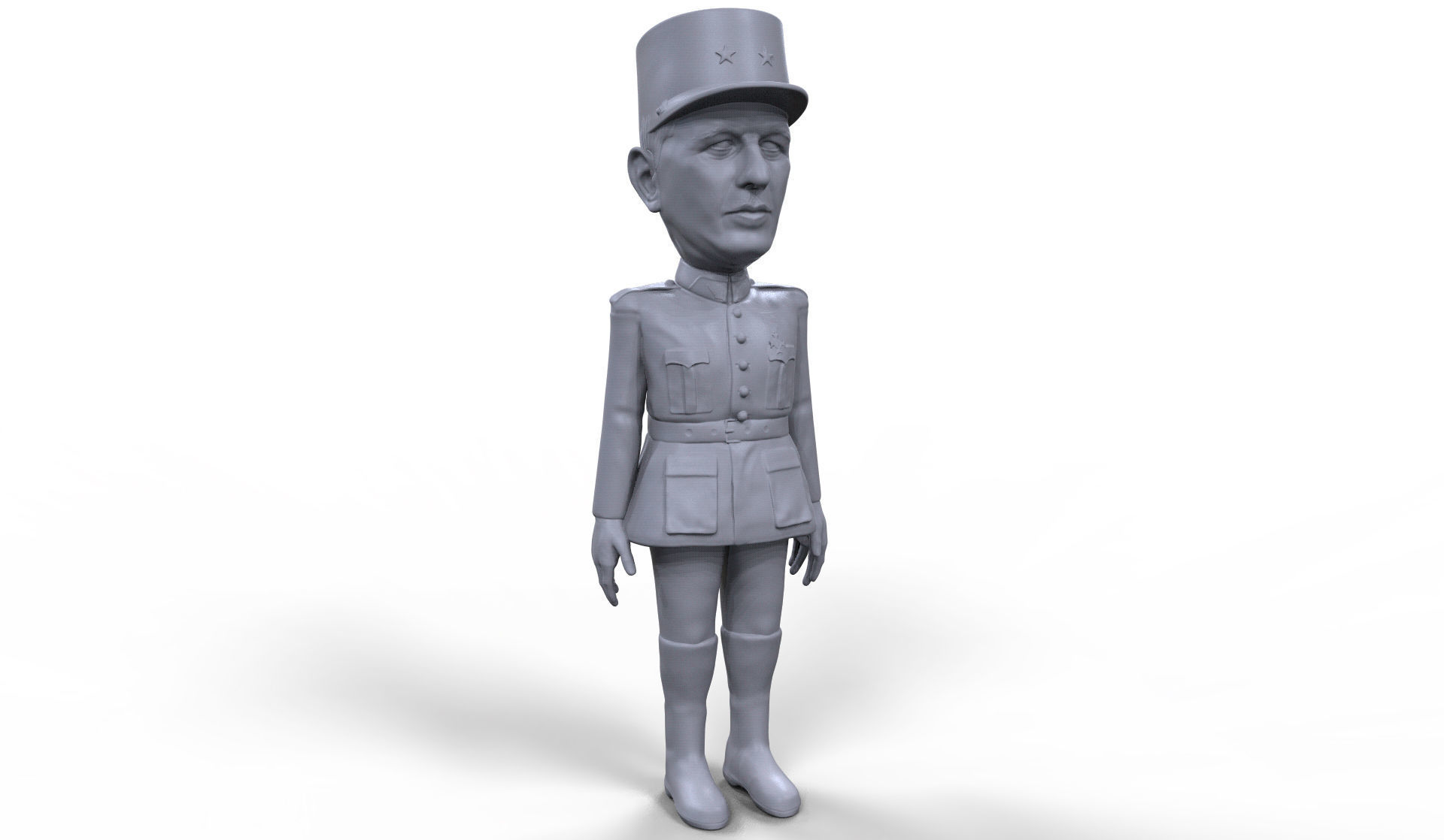 Charles De Gaulle stylized high quality 3D printable miniature 3D print model_11