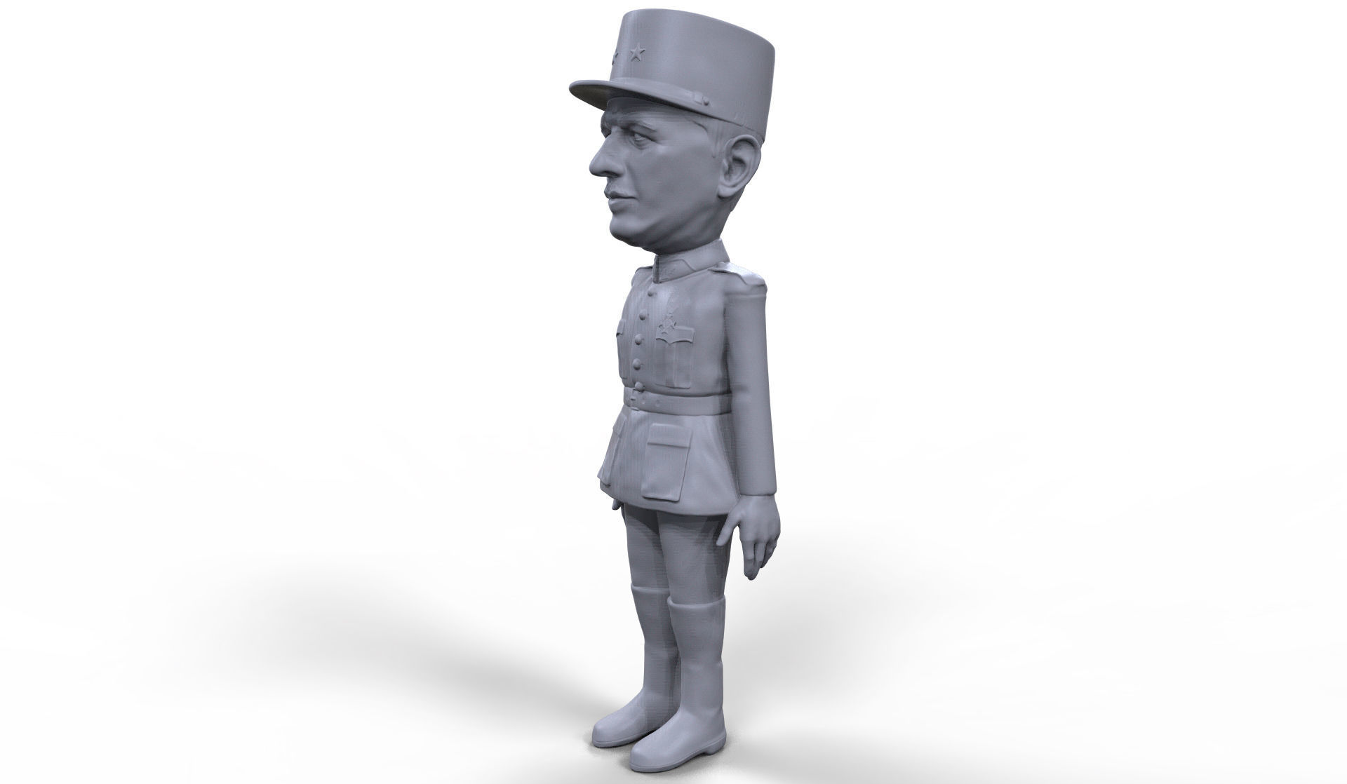 Charles De Gaulle stylized high quality 3D printable miniature 3D print model_3