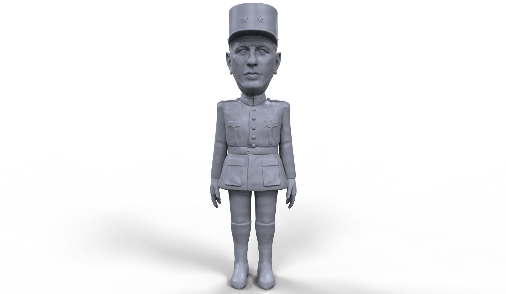 Charles De Gaulle stylized high quality 3D printable miniature 3D print model_2