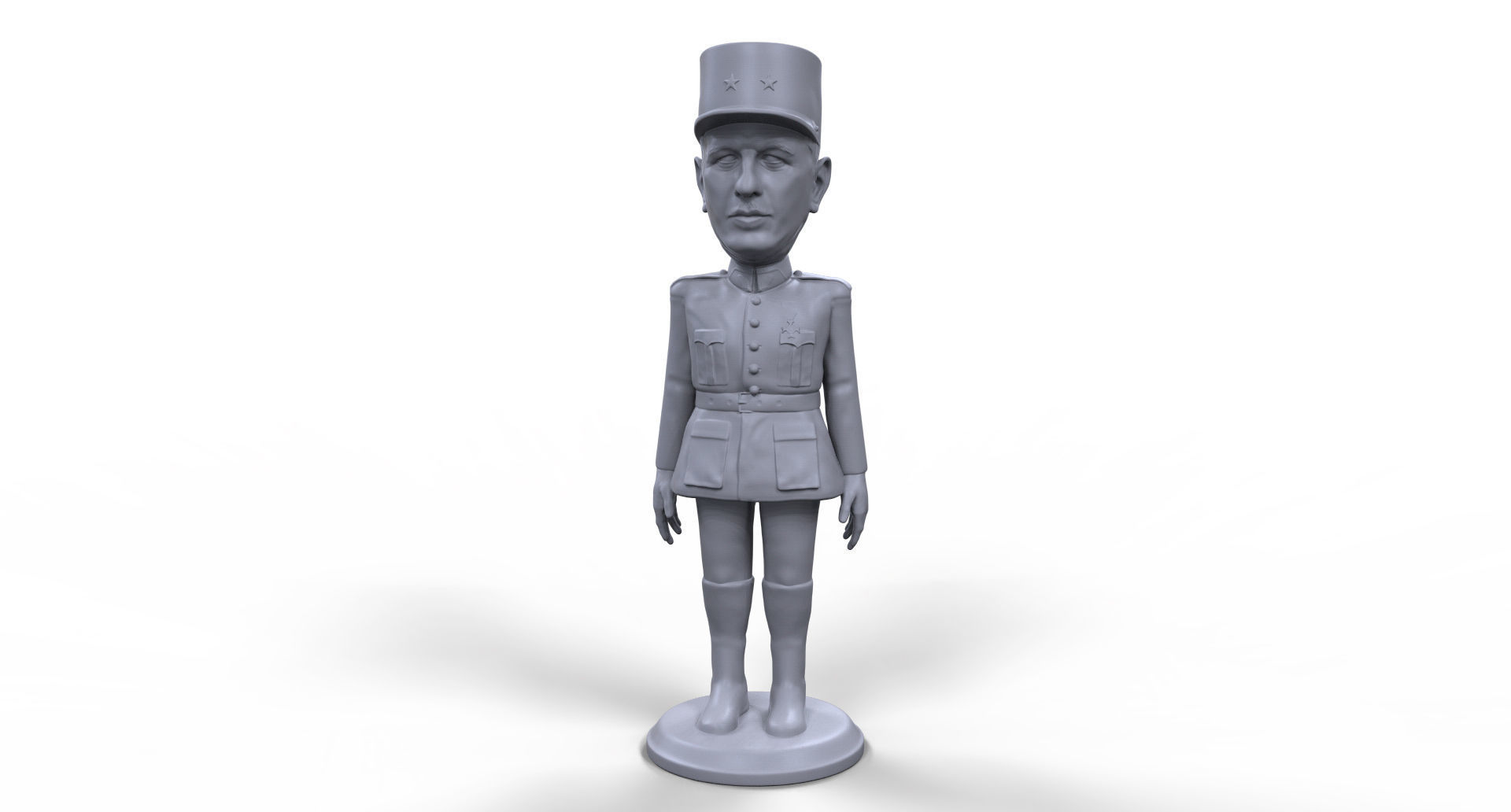 Charles De Gaulle stylized high quality 3D printable miniature