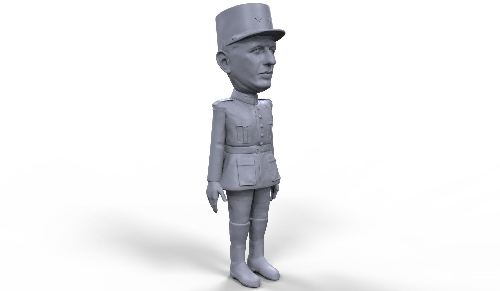Charles De Gaulle stylized high quality 3D printable miniature 3D print model_10