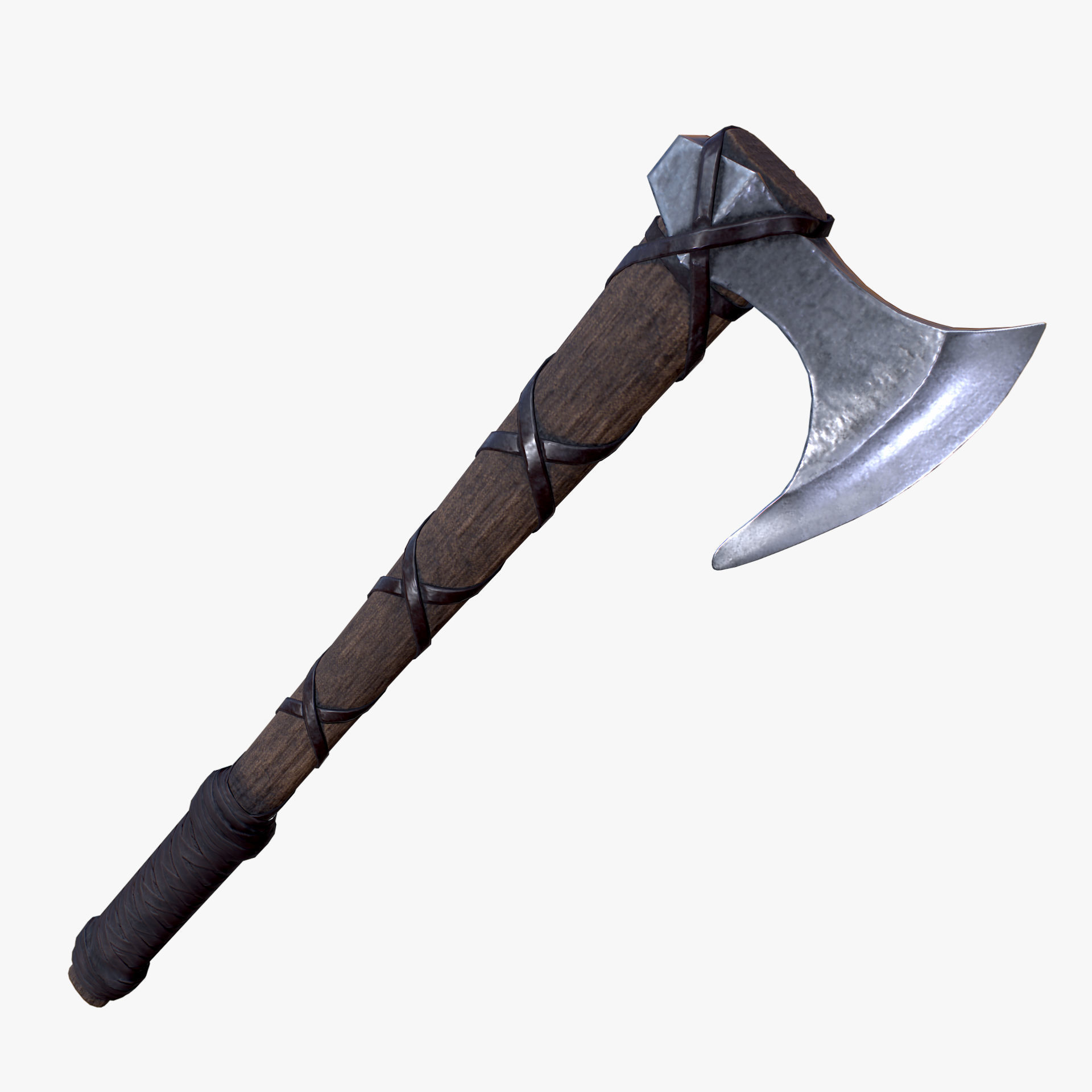 Axe and Shield Low-poly 3D model_7