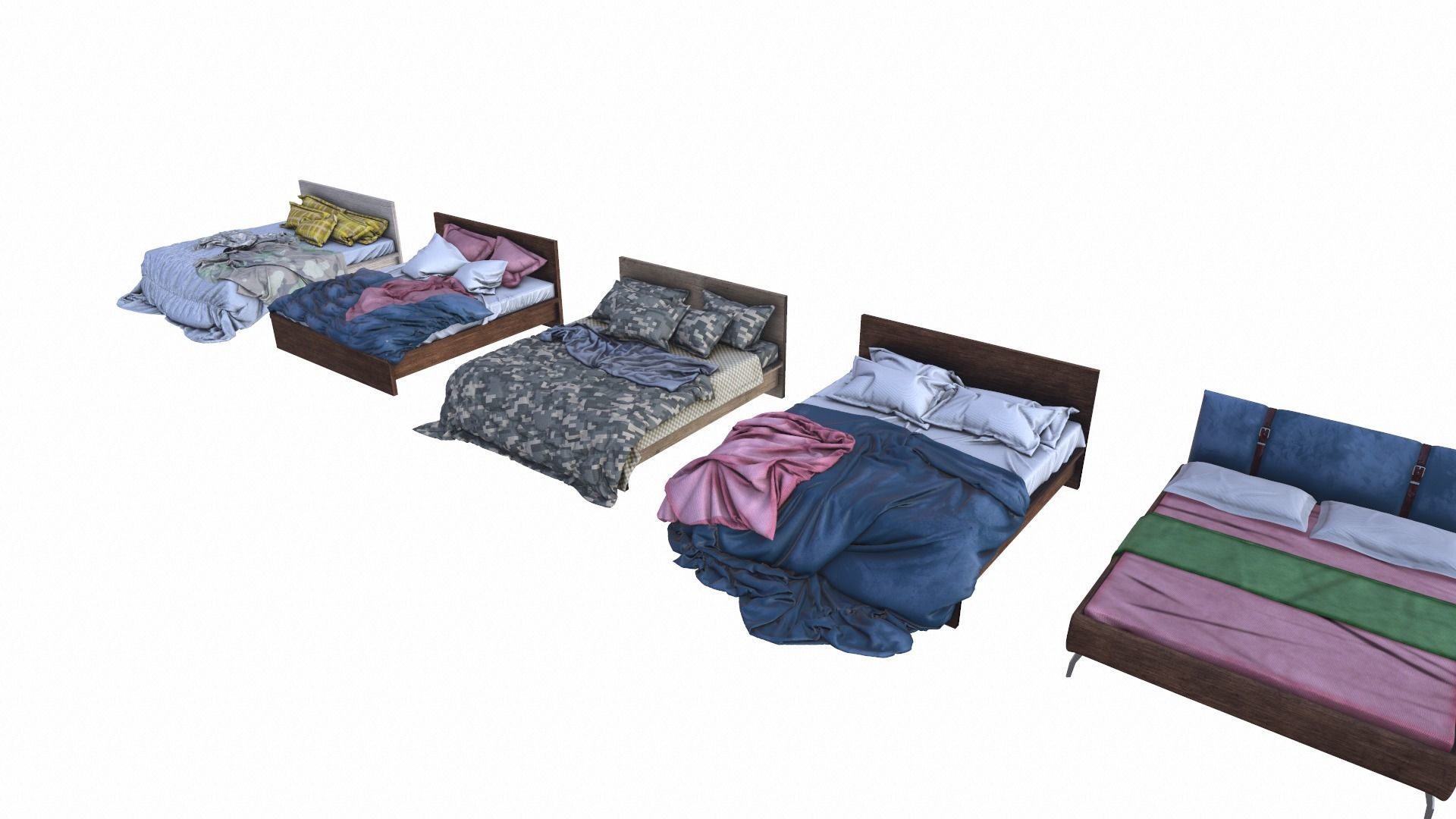 PBR Beds - 5 Pieces 3D model_2