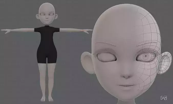 3D model Kid Girl Base Mesh VR / AR / low-poly | CGTrader