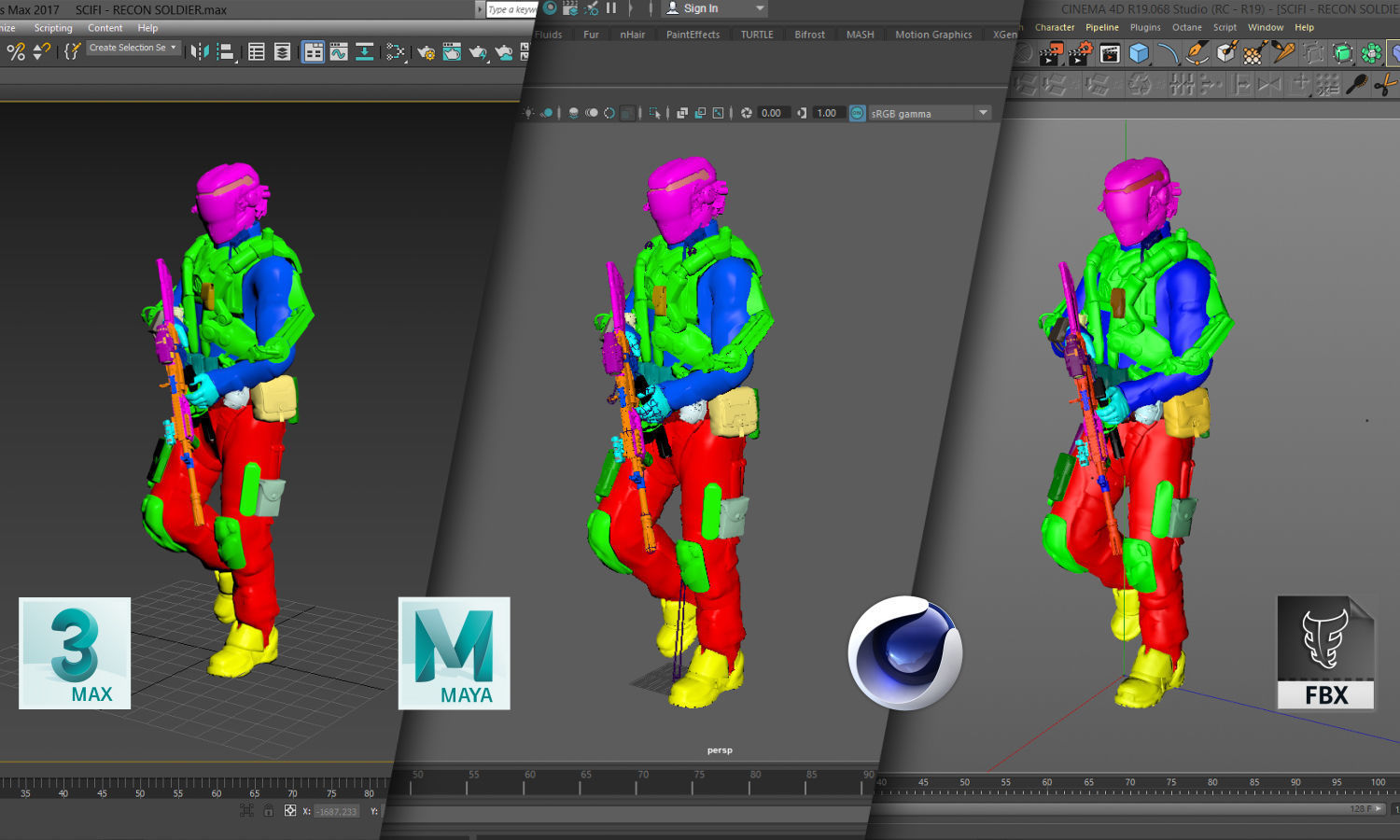 SCIFI - RECON SOLDIER Low-poly 3D model_11