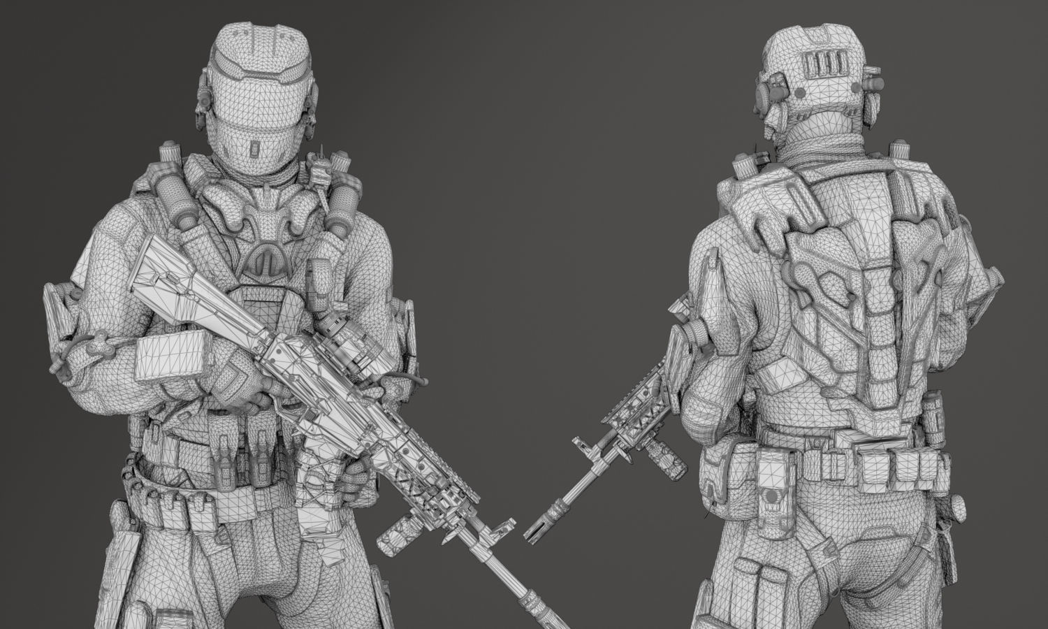 SCIFI - RECON SOLDIER Low-poly 3D model_9