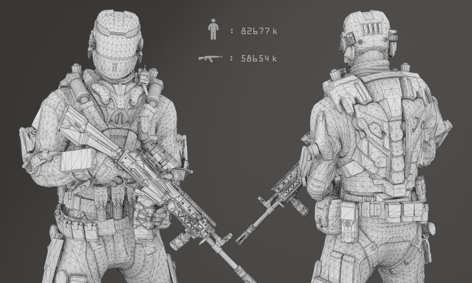 SCIFI - RECON SOLDIER Low-poly 3D model_8