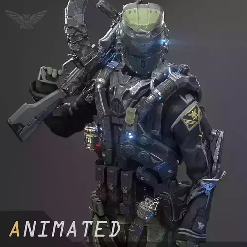 SCIFI - RECON SOLDIER Low-poly 3D model
