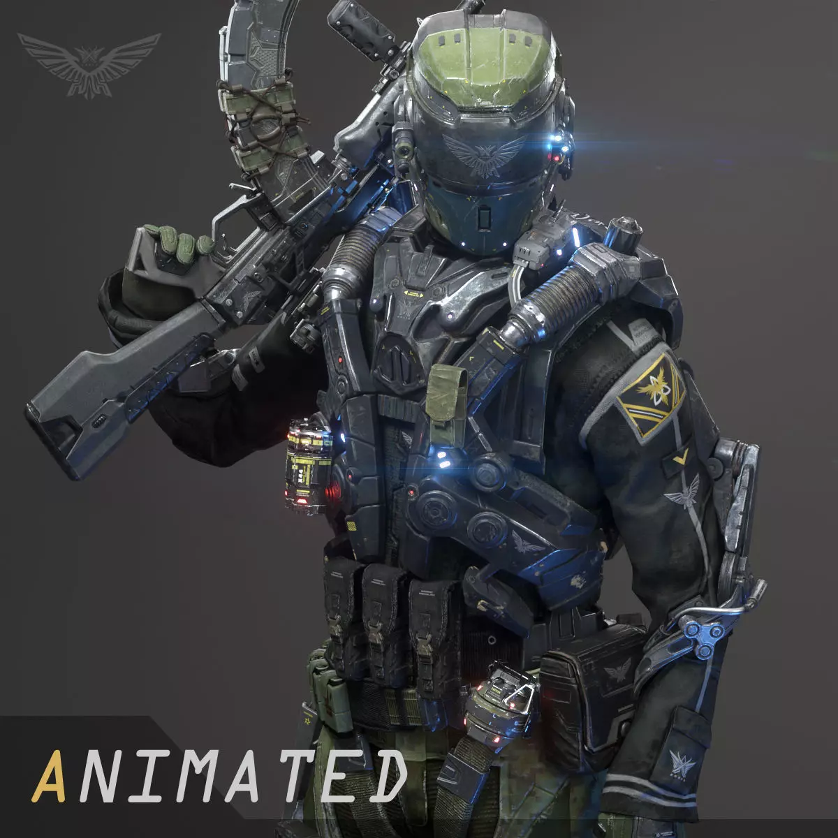 SCIFI - RECON SOLDIER Low-poly 3D model_0