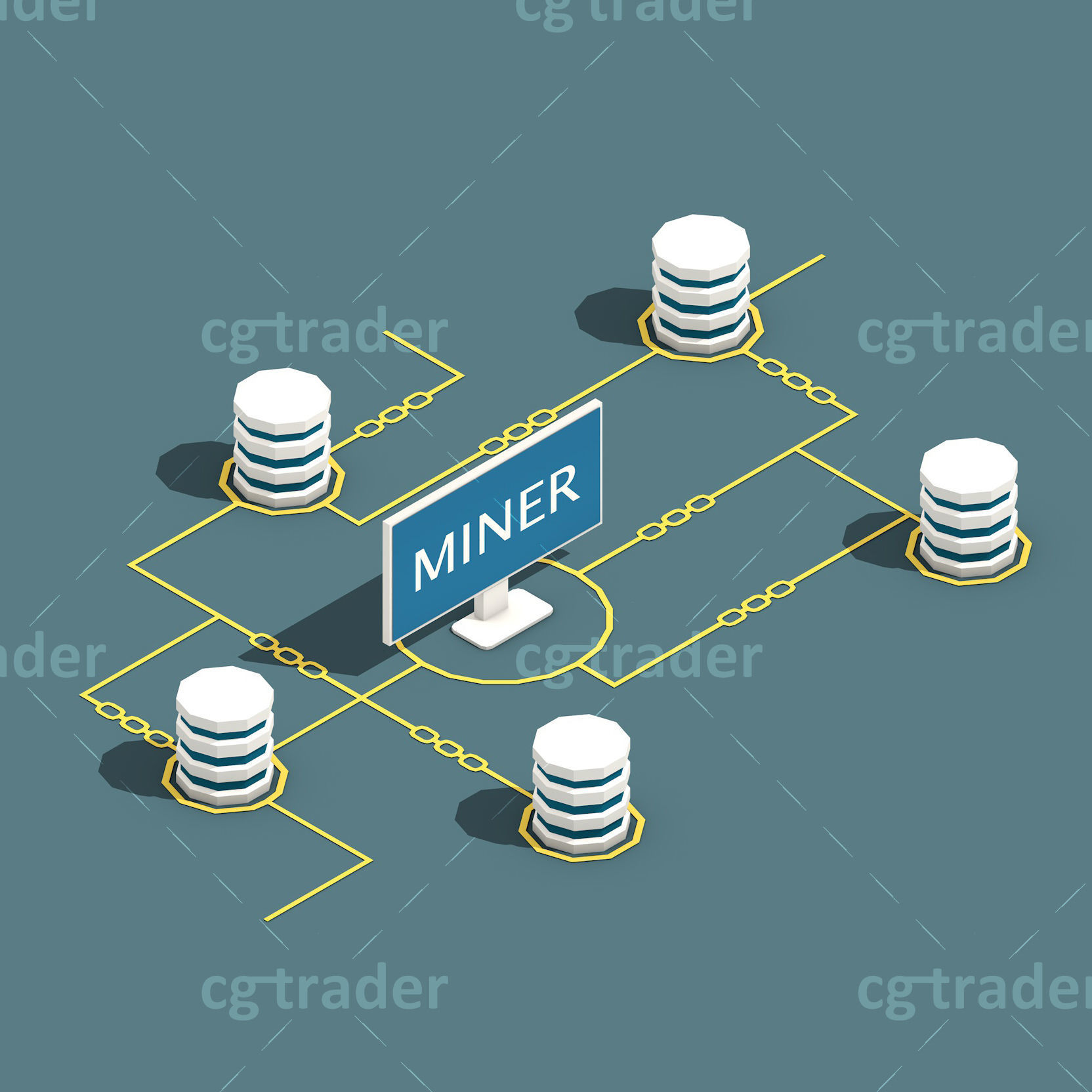 Low Poly Cryptocurrency Blockchain Pack 02 Low-poly 3D model_7