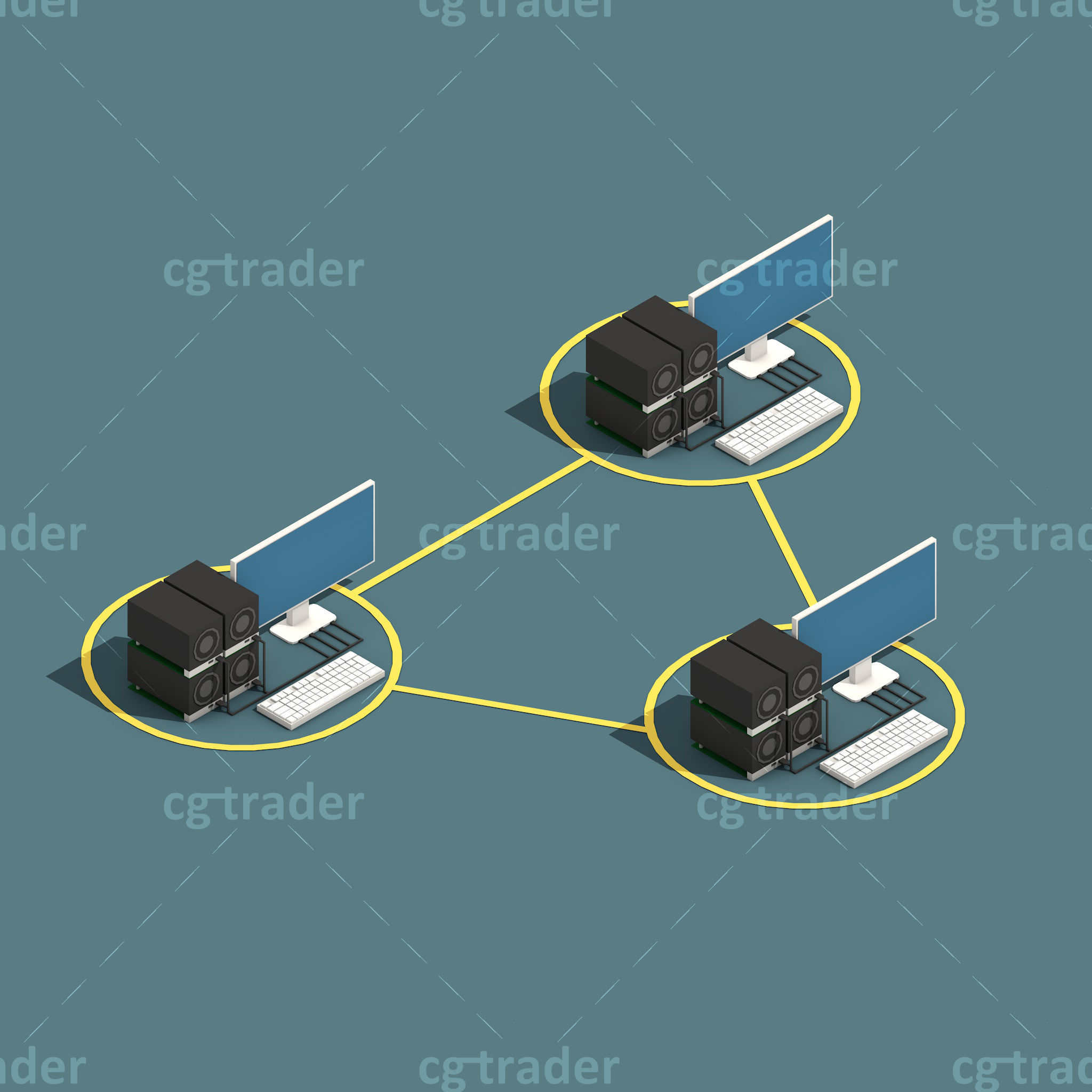 Low Poly Cryptocurrency Blockchain Pack 02 Low-poly 3D model_4