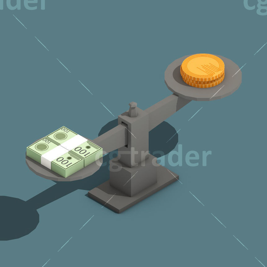 Low Poly Cryptocurrency Blockchain Pack 02 Low-poly 3D model_28