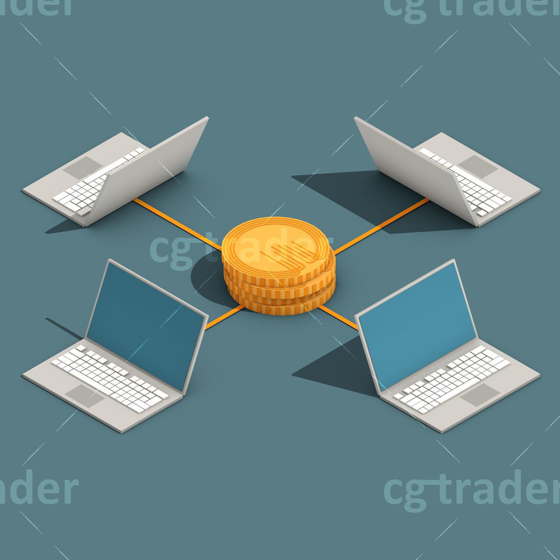 Low Poly Cryptocurrency Blockchain Pack 02 Low-poly 3D model_21