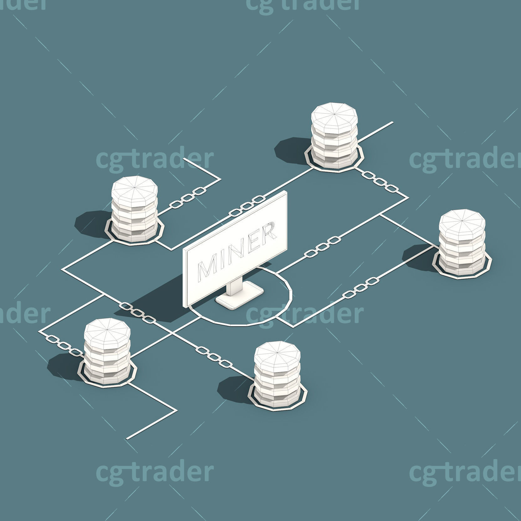 Low Poly Cryptocurrency Blockchain Pack 02 Low-poly 3D model_8