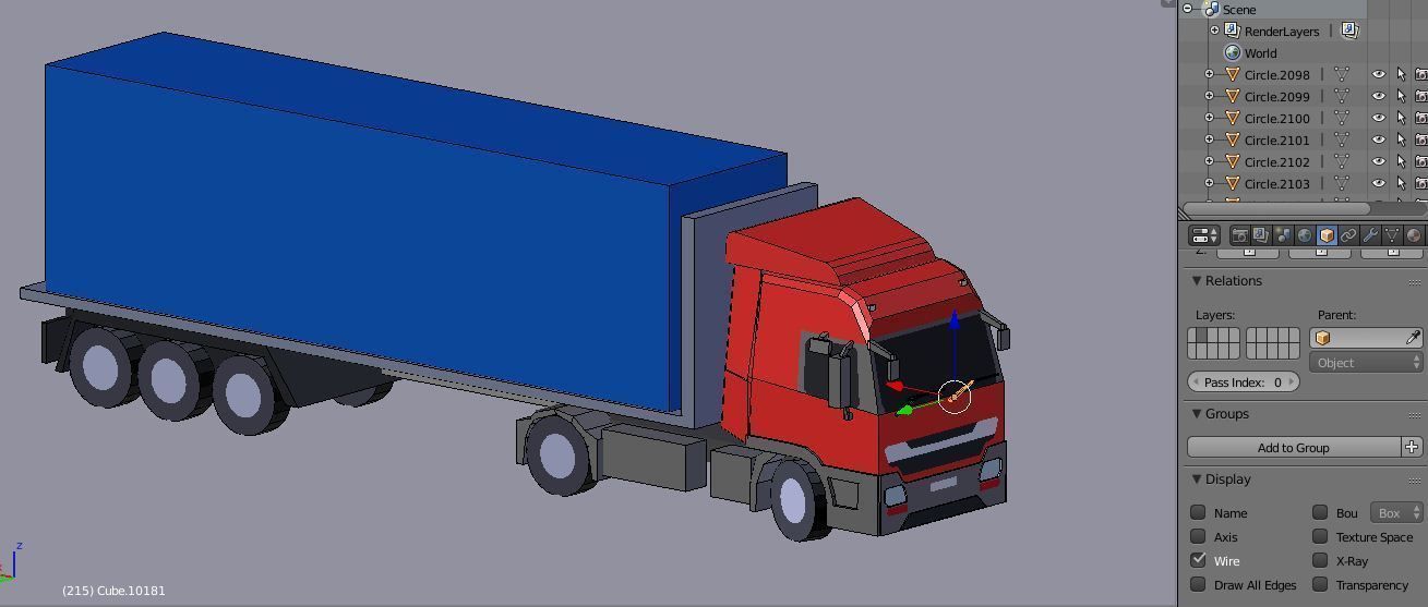 truck low poly semi with box Low-poly 3D model_6