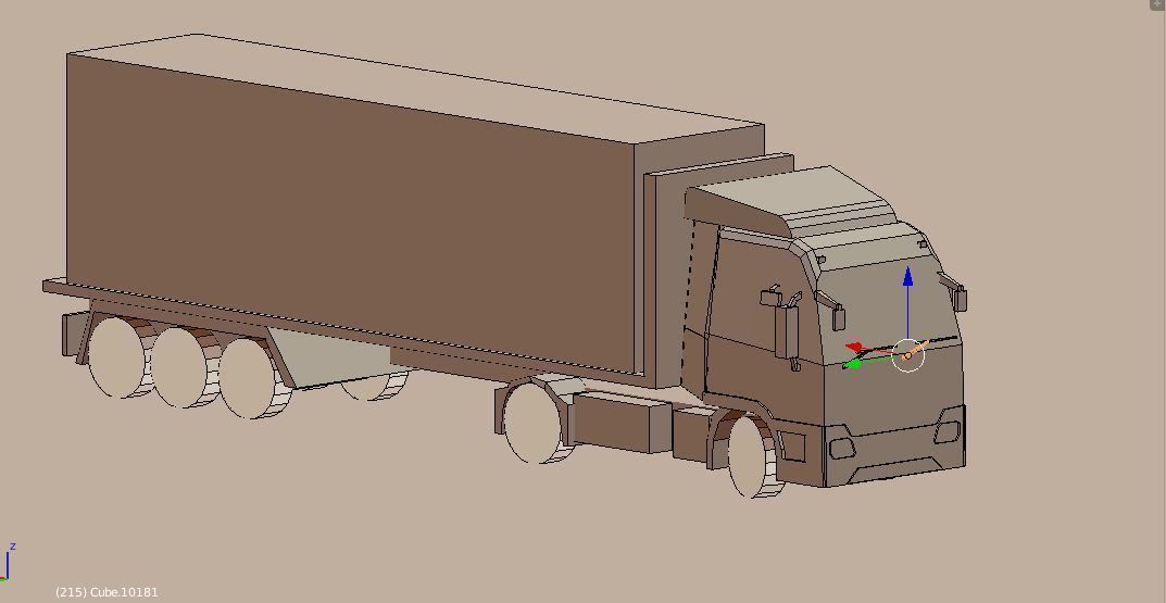 truck low poly semi with box Low-poly 3D model_7