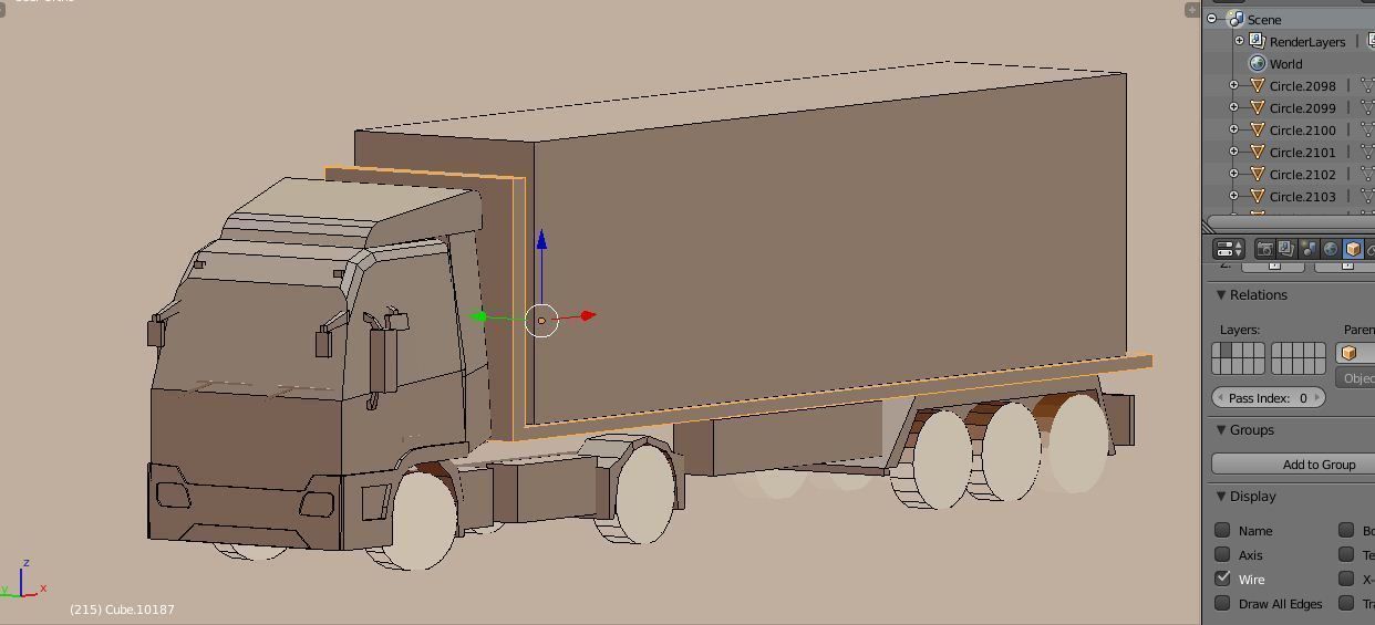 truck low poly semi with box Low-poly 3D model_8